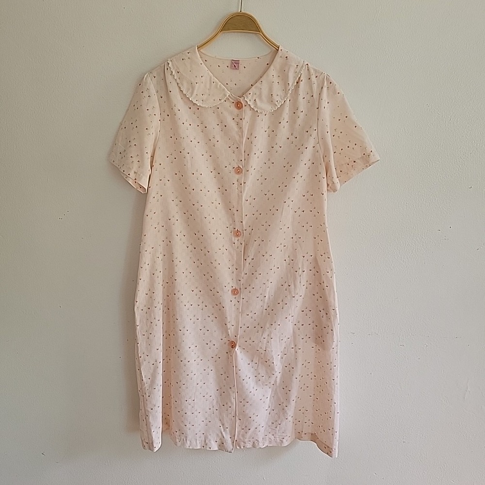 Vintage Jordana Robe 36 Ditsy Floral Peter Pan Collar Cottage Lounge Prairie‎